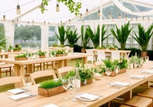 Icon Media Entertainment's eco-friendly event setup featuring green decor, sustainable materials, and an environmentally conscious theme.