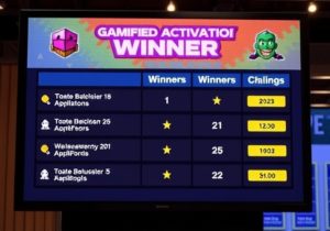 Brand activation event with gamified elements, interactive activities, and audience participation.